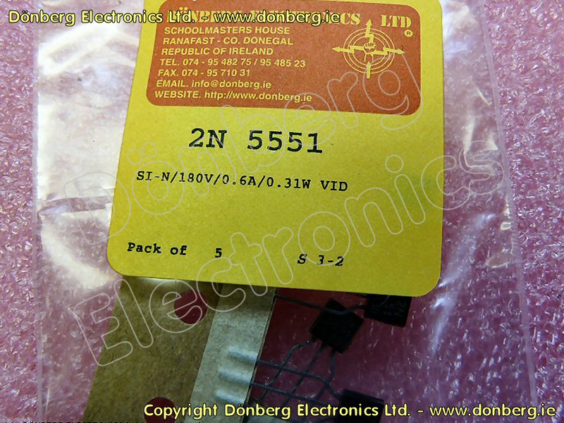 Semiconductor: 2N5551 (2N 5551) - TRANSISTOR SILICON NPN / 180V / 0.6A ...