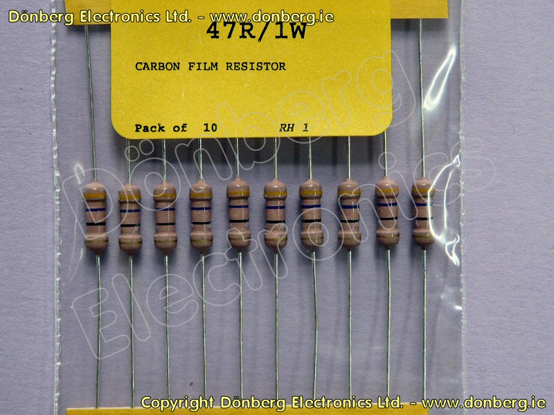 thumbnail image 2 of Royal Ohm 1W 47R 10% Fusible Resistor - 10 Pcs, Flameproof, 3.5x10mm, 350ppm 2 of 3