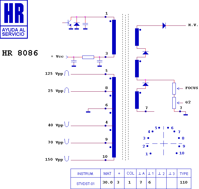 Line Output Transformer / Flyback: HR8086 (HR 8086 ...